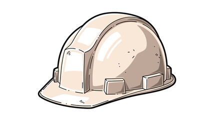 Fototapeta premium Protective white hard hat safety helmet used for head protection in construction sites and industrial work environments.