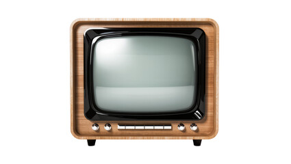 Isolated retro television set with classic wooden frame and blank screen, vintage style © Aliona
