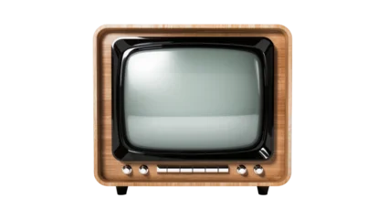 Fotobehang Vintage Isolated retro television set with classic wooden frame and blank screen, vintage style  © Aliona