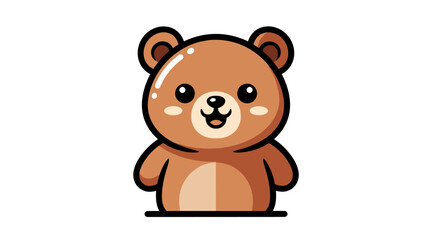 Naklejka premium Cute cartoon brown bear character with big eyes and a friendly smile