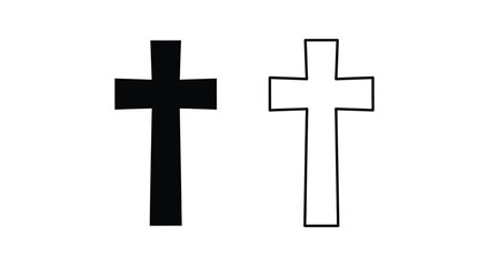 Fototapeta premium Black and White Cross Icon Set Vector