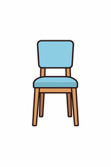 Fototapeta premium A simple blue chair with wooden legs and frame on white background