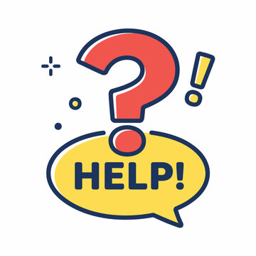 Confused person seeking assistance with a question mark and speech bubble