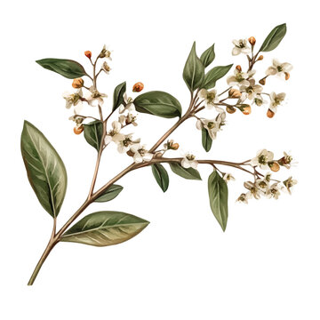 watercolor of Abelia Branch illustration graphic, isolated on a white background.