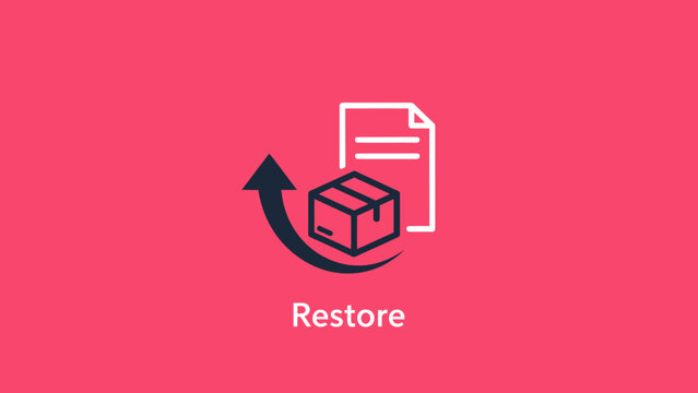 Essential digital file restoration icon illustrating data recovery and system rollback functionality, symbolizing the process of safeguarding information and returning to previous states
