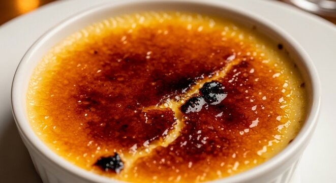 Creme brulee dessert close up