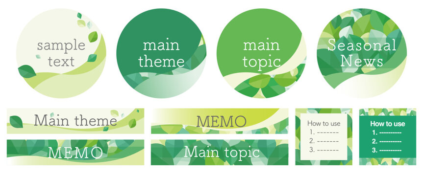 Green Leaf Botanical Frame Set &ndash; Eco Friendly Natural Foliage Borders for Earth Day Design, Circle Square and Rectangle Shapes, Minimal Background Templates for Invitation, Poster and Branding