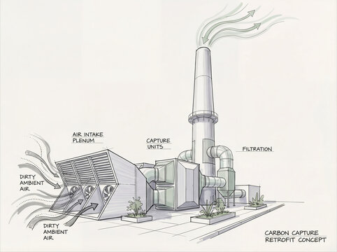 Carbon Capture Retrofit Concept Diagram for Industrial Air Filtration System