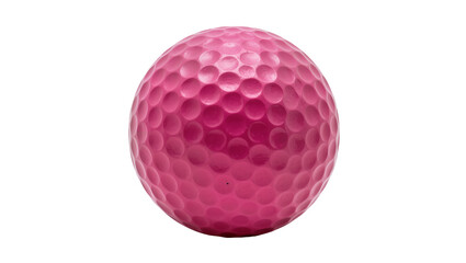 Isolated vibrant pink golf ball showing detailed dimple pattern for athletic sports equipment © Maria