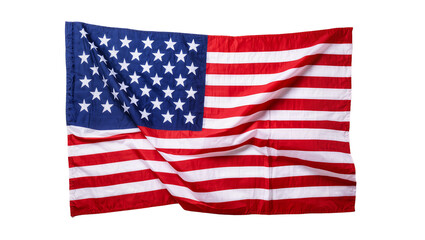 Fototapeta premium Isolated American flag with vibrant colors and soft flowing fabric texture, patriotic USA symbol