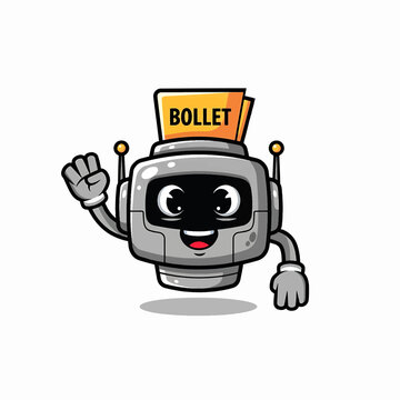 Robot Mascot Bollet with Card Aboard