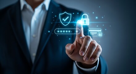 Obraz premium Professional using digital security features on a touch interface