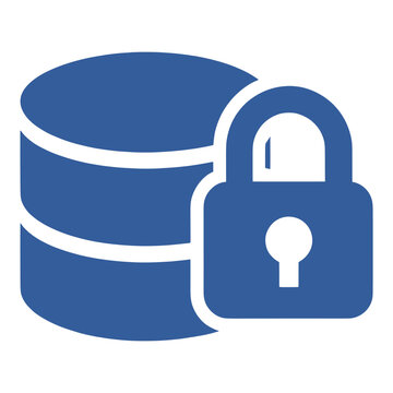 Blue Database Server With Padlock Outline Icon