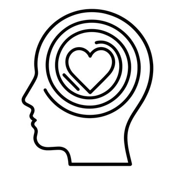Human Head Profile With Heart Inside Line Icon