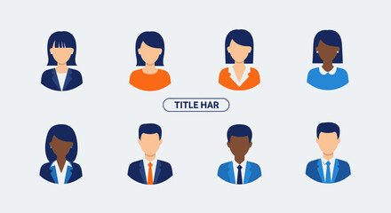 Fototapeta premium Diverse business people icons set, flat design, vector illustration