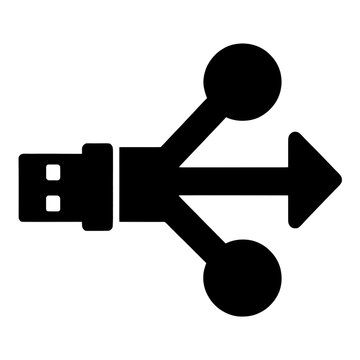 Split Arrow With USB Connector Line Icon