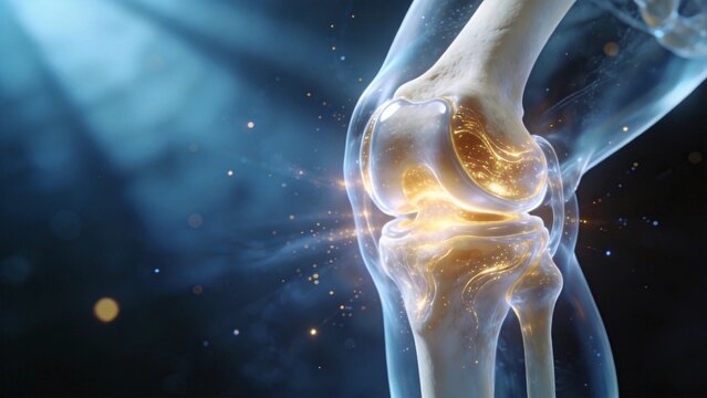 Enlightened Knee Joint with Ethereal Glow and Dynamic Light Particles