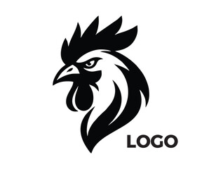 Rooster Head Logo Vector, Chicken Mascot Emblem, Black Poultry Symbol, Farm Animal Logo Icon, Modern Minimal Branding Design © asm90