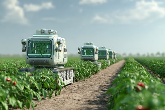 Autonomous robotic harvesters in pepper field