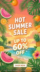 Stories, news or post vector template for social network. Story tropical background. Trendy summer design  © Galleryof Vectors