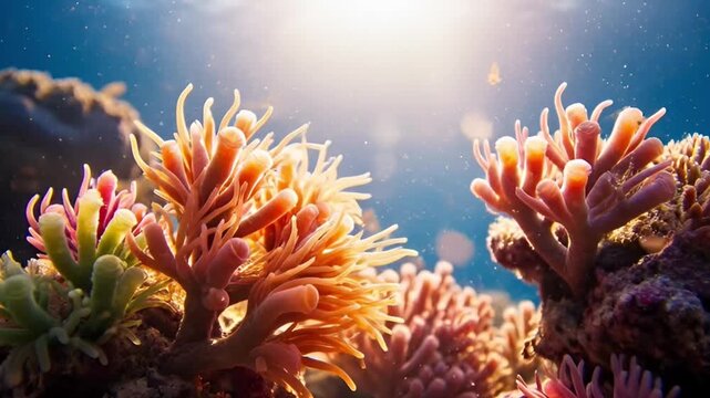 Underwater coral reef with vibrant colors and diverse marine life