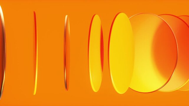 Abstract futuristic business technology background with circle glass gradient shapes. 4k seamless loop animation.