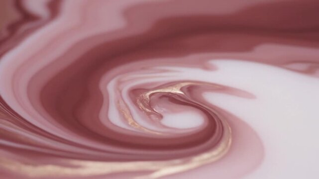 Flowing Abstract Rose Gold and White Marbling Background