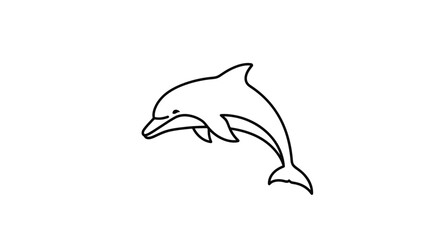 Fototapeta premium Black and White Dolphin Illustration Jumping.