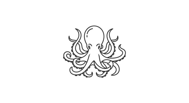 Black and White Octopus Illustration Design.