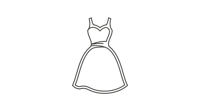 Simple Black Line Drawing of a Dress.