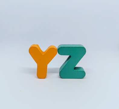 A colorful wood toys YZ alphabet