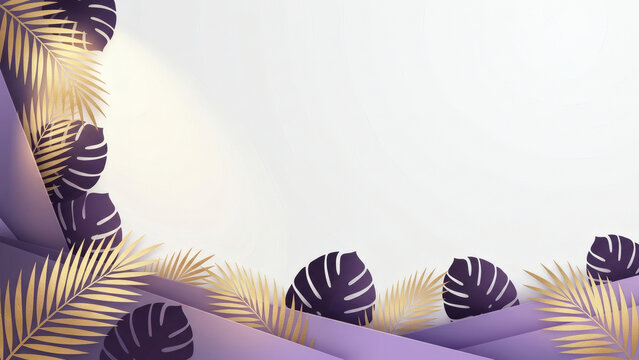 퍼플 오가닉 골드 프레임 배경