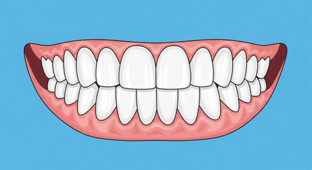 Illustration of a full set of human teeth in gums. © wiwit