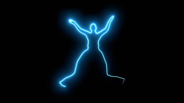 Silhouette of diver. Diver icon. The concept of sport diving. Freediving adventure. Neon glowing.