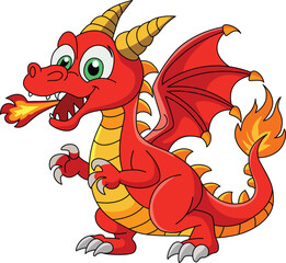 Fototapeta premium Cute Cartoon Dragon Fantasy Creature Illustration