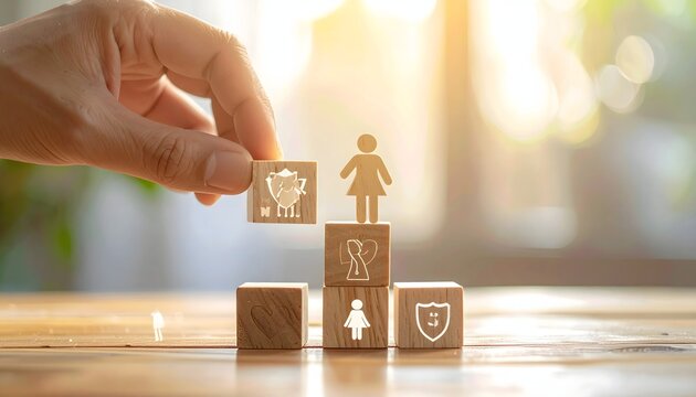 Achievement and Empowerment Concept  wooden blooks 