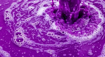 Vibrant purple ink bursts into swirling liquid