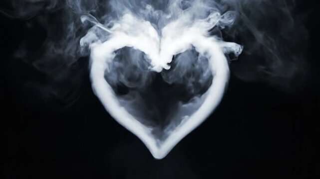 Abstract white smoke rising on black background