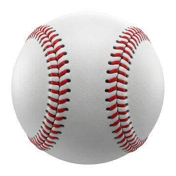 A classic red and white stitched baseball in sharp detail isolated on transparent background