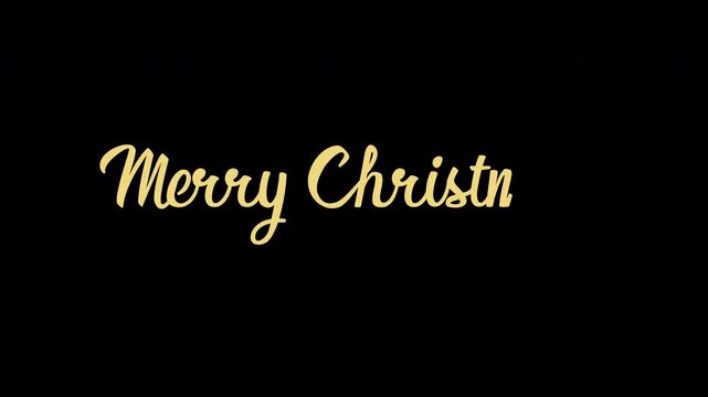 Merry Christmas yellow Handwritten Cursive Animation with Elegant Calligraphy Text