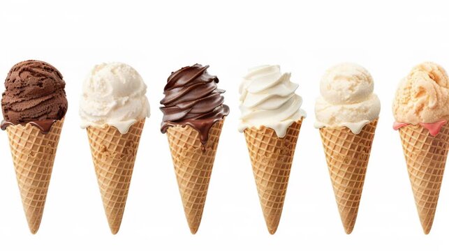 Assorted Ice Cream Cones Minimal Studio Style