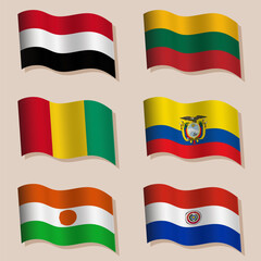 Obraz premium Vector set of wavy flags