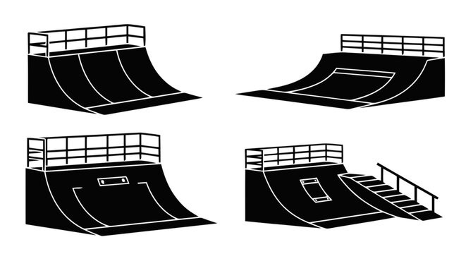Vector illustration&nbsp;of set of skate park ramps on a transparent background