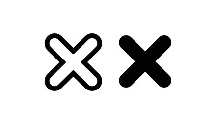Obraz premium Vector illustration&nbsp;of set of two cross icons, one outlined and one filled on a transparent background