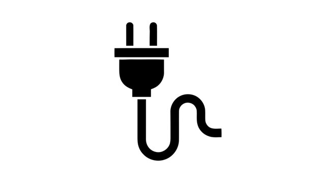 Vector illustration&nbsp;of black icon of an electrical plug with a cord on a transparent background