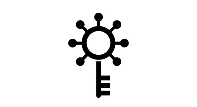 Vector illustration&nbsp;of abstract key icon with circular node network design on a transparent background