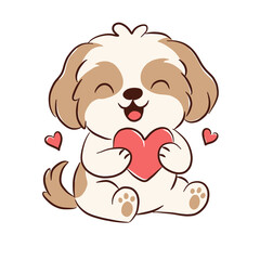 Obraz premium puppy dog gloden with heart