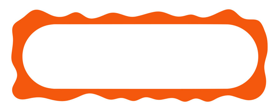 Orange frame white with wavy border capsule and oblong background banner. Title abstract geometric with shape minimalist design and element text space.