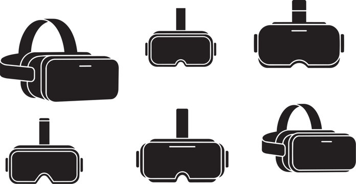 VR Headsets and Virtual Reality Connection Icons