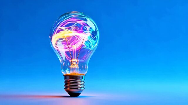 Light bulb with colorful brain inside